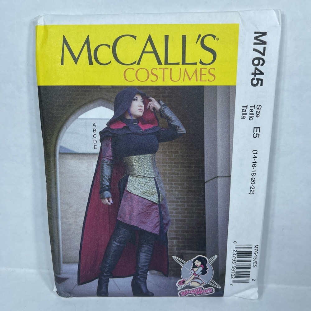 McCall's M7645 Assassins Creed COSPLAY Dress, Corset, Cape, Gauntlets Sz 14-22